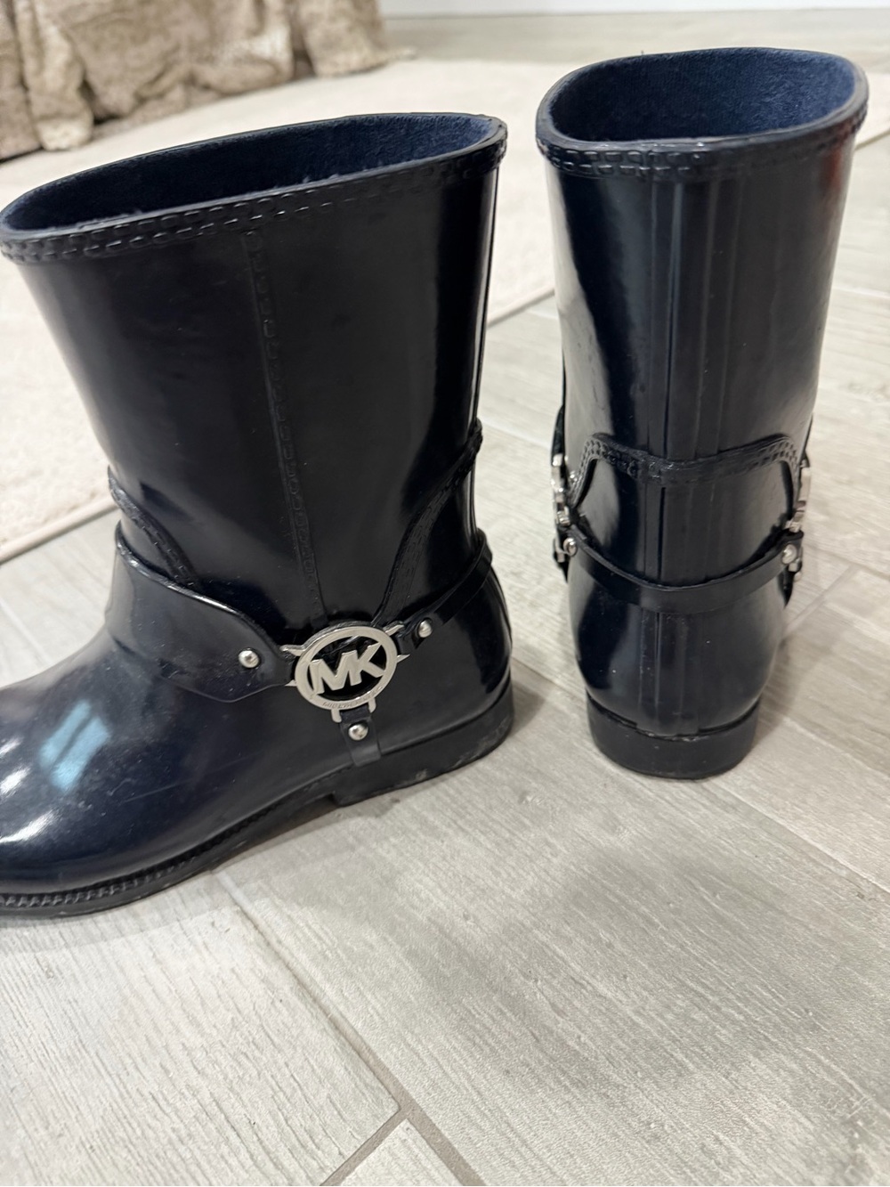 Michael Kors Black Logo Harness Rain Boots - Men's Accessories